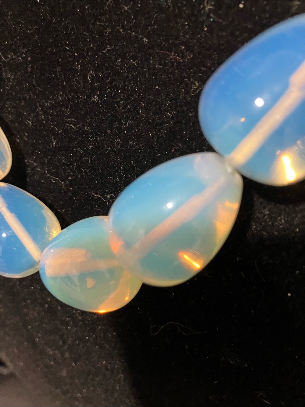 Blue Opal lite glass Teardrop Necklace - Women Jewelry - Picture 5 of 5